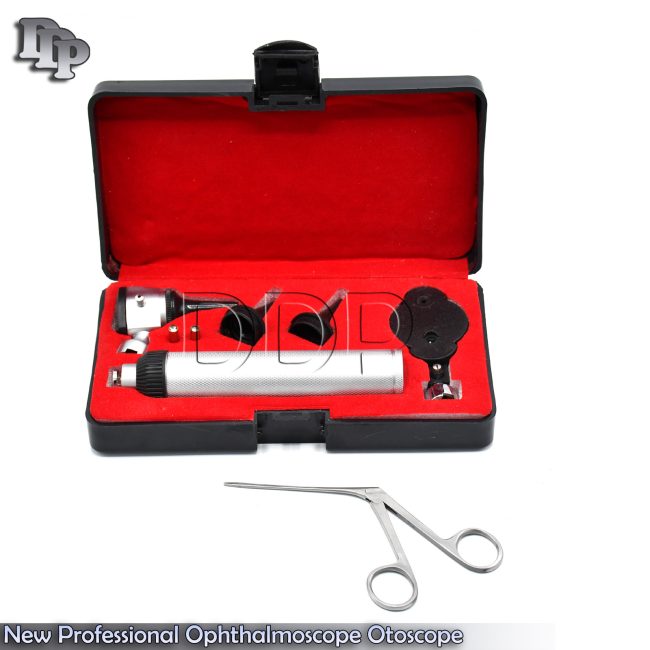 NEW OPHTHALMOSCOPE OTOSCOPE DIAGNOSTIC SET + 2 BULB + 1 ALLIGATOR NT-1002