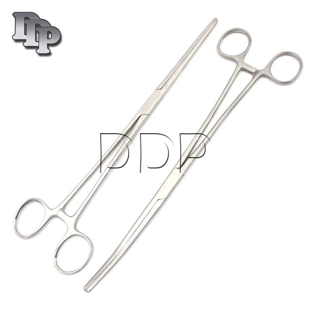 New 2pc Fishing Set 12" Straight + Curved Hemostat Forceps Locking Clamps