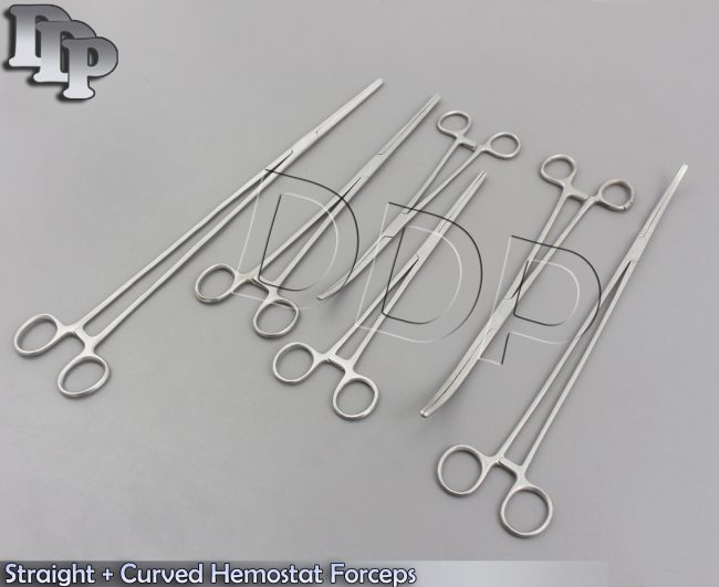 New 6pc Set Straight + Curved Hemostat Forceps Locking Clamps Stainless