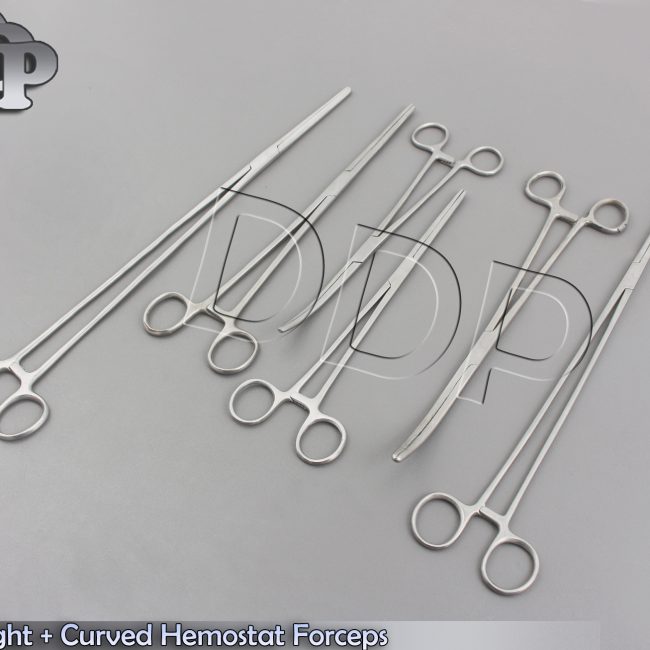 New 6pc Set Straight + Curved Hemostat Forceps Locking Clamps Stainless