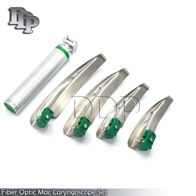 New Fiber Optic Mac Laryngoscope Set (LED Light) White Set of 5 LS-3037