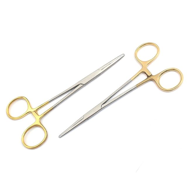 New Set of 2 Each O.R Grade Gold HEMOSTATS/Locking Forceps 5.5" Straight