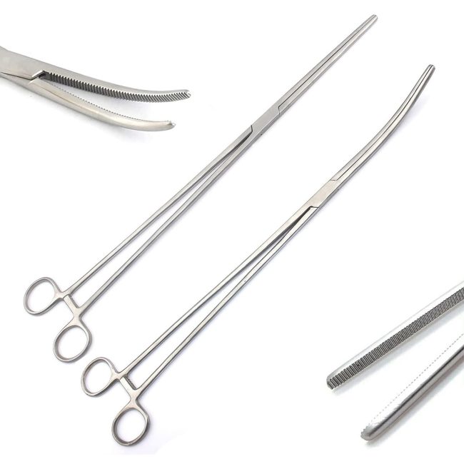 Pean HEMOSTAT Forceps Straight & Curved 18" Set - 2 PC Locking Forceps
