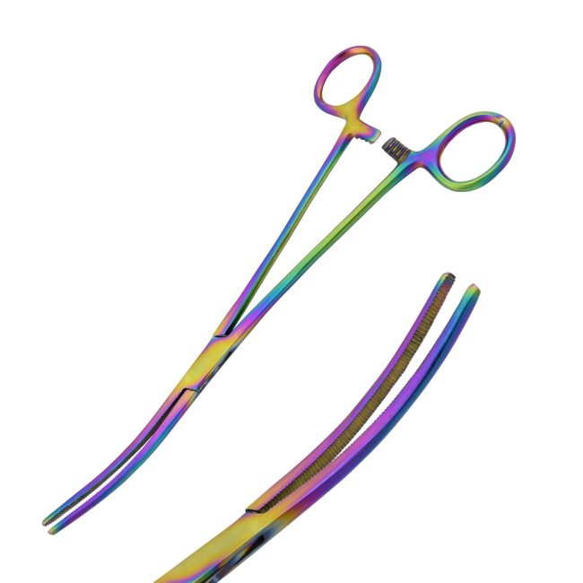 Pean Hemostat Locking Forceps 10" Curved Multi Color Surgical Inst DS-2459