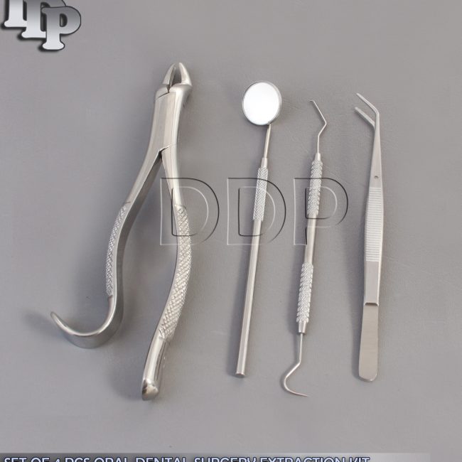 SET OF 4 PCS ORAL DENTAL SURGERY EXTRACTION KIT WITH EXTRACTING FORCEPS #10H