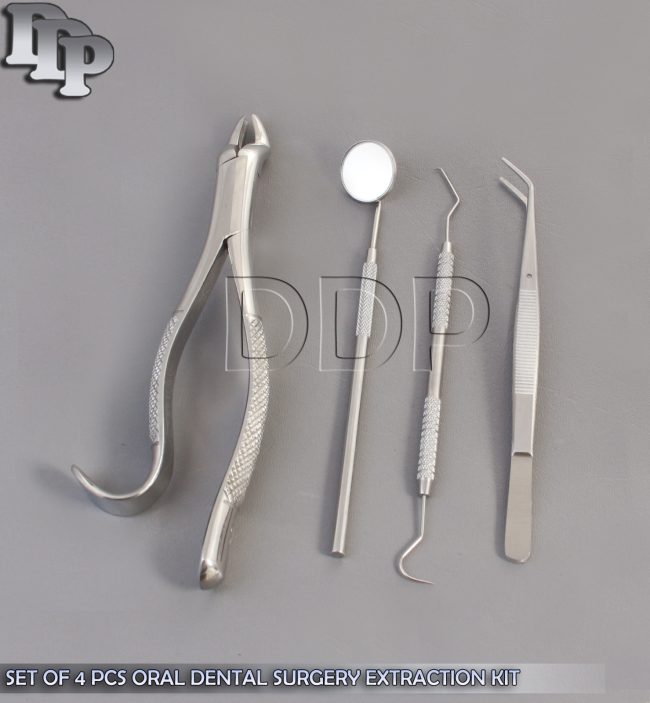 SET OF 4 PCS ORAL DENTAL SURGERY EXTRACTION KIT WITH EXTRACTING FORCEPS #10H