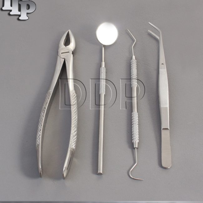SET OF 4 PCS ORAL DENTAL SURGERY EXTRACTION KIT WITH EXTRACTING FORCEPS #163