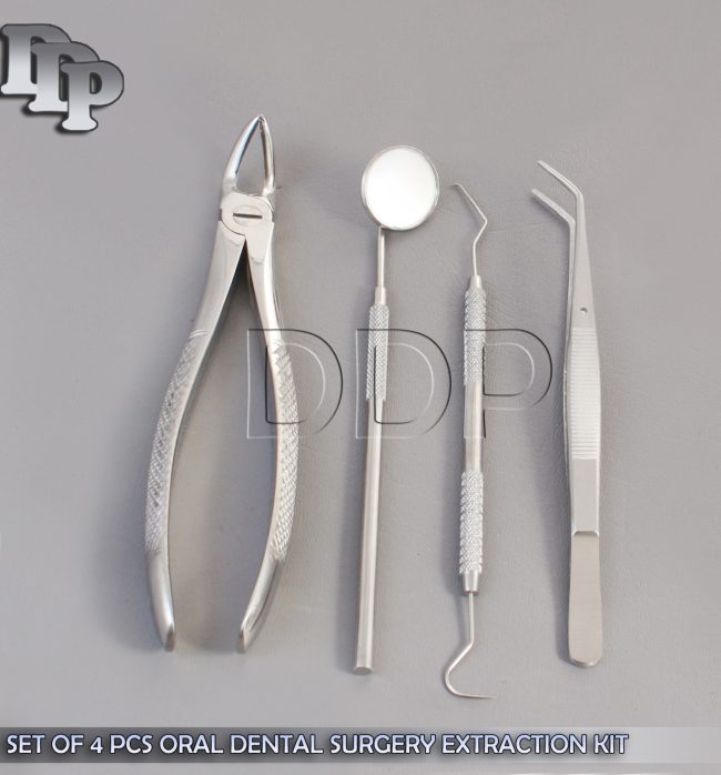 SET OF 4 PCS ORAL DENTAL SURGERY EXTRACTION KIT WITH EXTRACTING FORCEPS #31