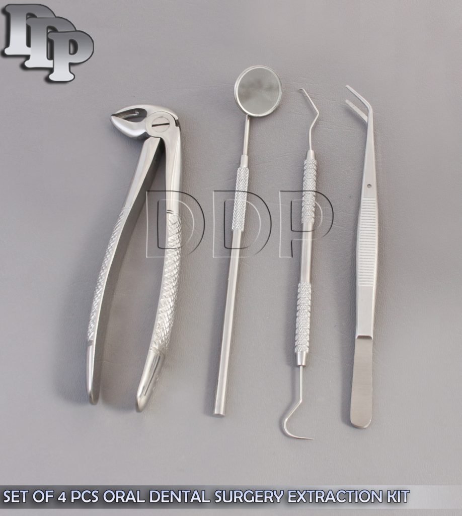 SET OF 4 PCS ORAL DENTAL SURGERY EXTRACTION KIT WITH EXTRACTING FORCEPS #33