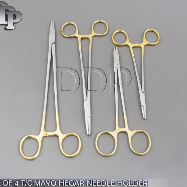 SET OF 4 T/C MAYO HEGAR NEEDLE HOLDER 6" 7" 8" 9" With TUNGSTEN CARBIDE INSERT