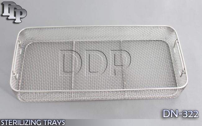 STERILIZING TRAYS Micro Tray Drop Handle 21'' x 10" x 3" Mesh Box DN-322