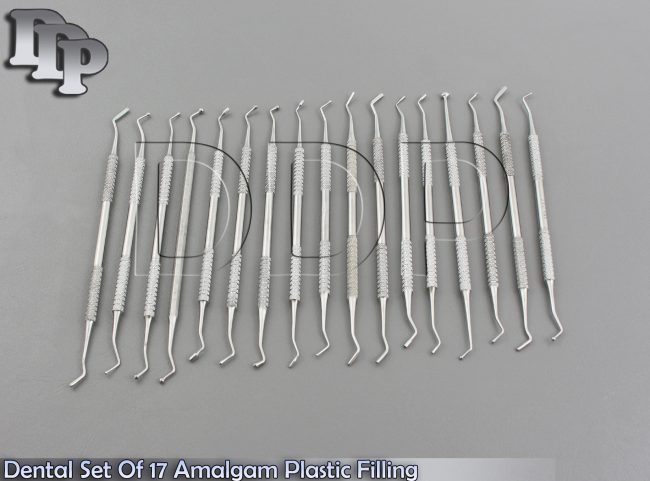Set Of 17 Dental Amalgam Flat Plastic Composite Filling Instruments Heidman Lab
