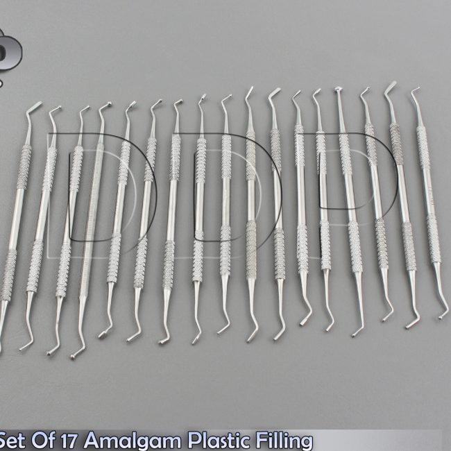 Set Of 17 Dental Amalgam Flat Plastic Composite Filling Instruments Heidman Lab