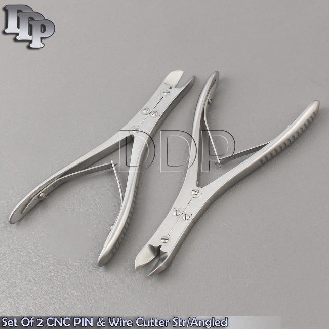 Set Of 2 CNC PIN & Wire Cutter 6" Straight/Angled Surgical Instruments