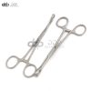 Set Of 2 Sponge Forceps 7" Straight+Curved Serrated Surgical Instruments