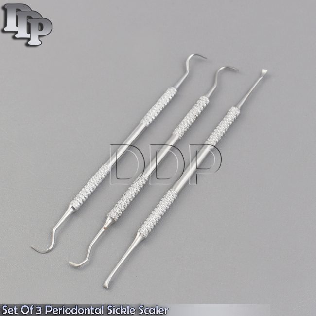 Set Of 3 Periodontal Sickle Scaler Dental Jacquette Towner Tartar Plaque Remover