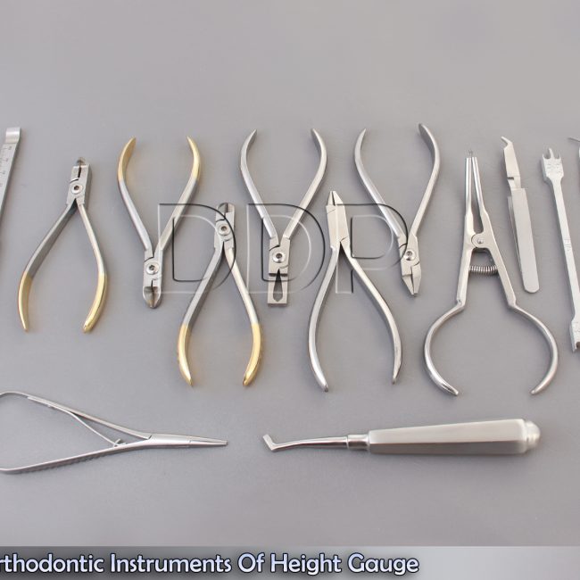 Set of Orthodontic Instruments Of 13 Pieces Stainless Steel  Height Gauge DN-495