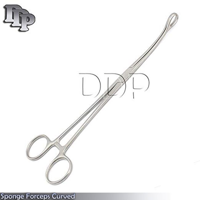 Sponge Forceps 10" Curved Gynecology Veterinary Surgical Instruments