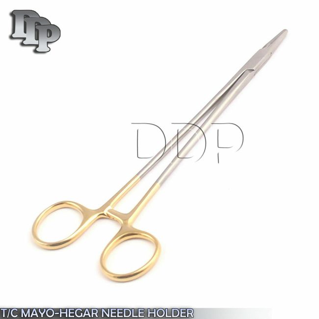 T/C MAYO HEGAR VETERINARY NEEDLE HOLDER 10" SERRATED W/ TUNGSTEN CARBIDE INSERT