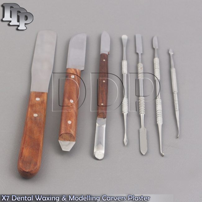 X7 Dental Waxing & Modelling Carvers Plaster Mixing Spatulas Laboratory Kit New